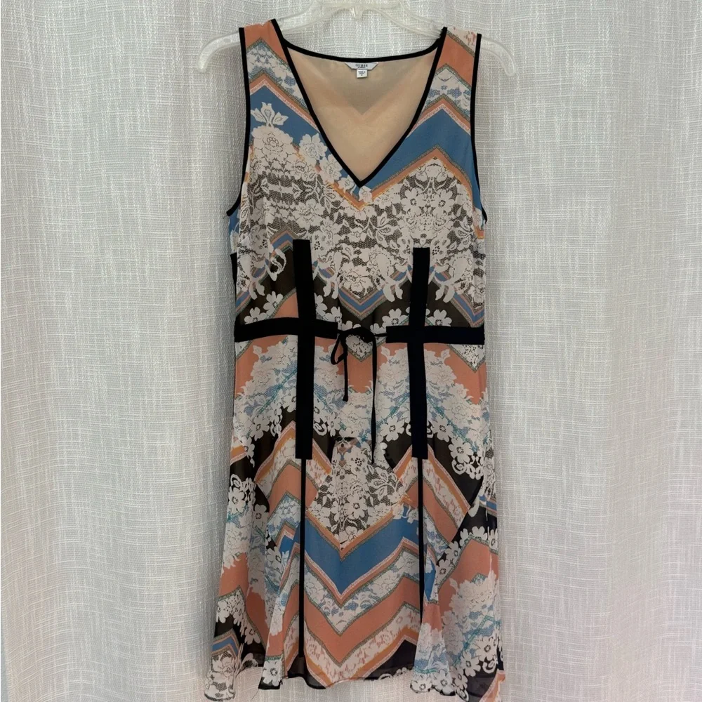 Guess Blue and Cream Chevron Mini Dress